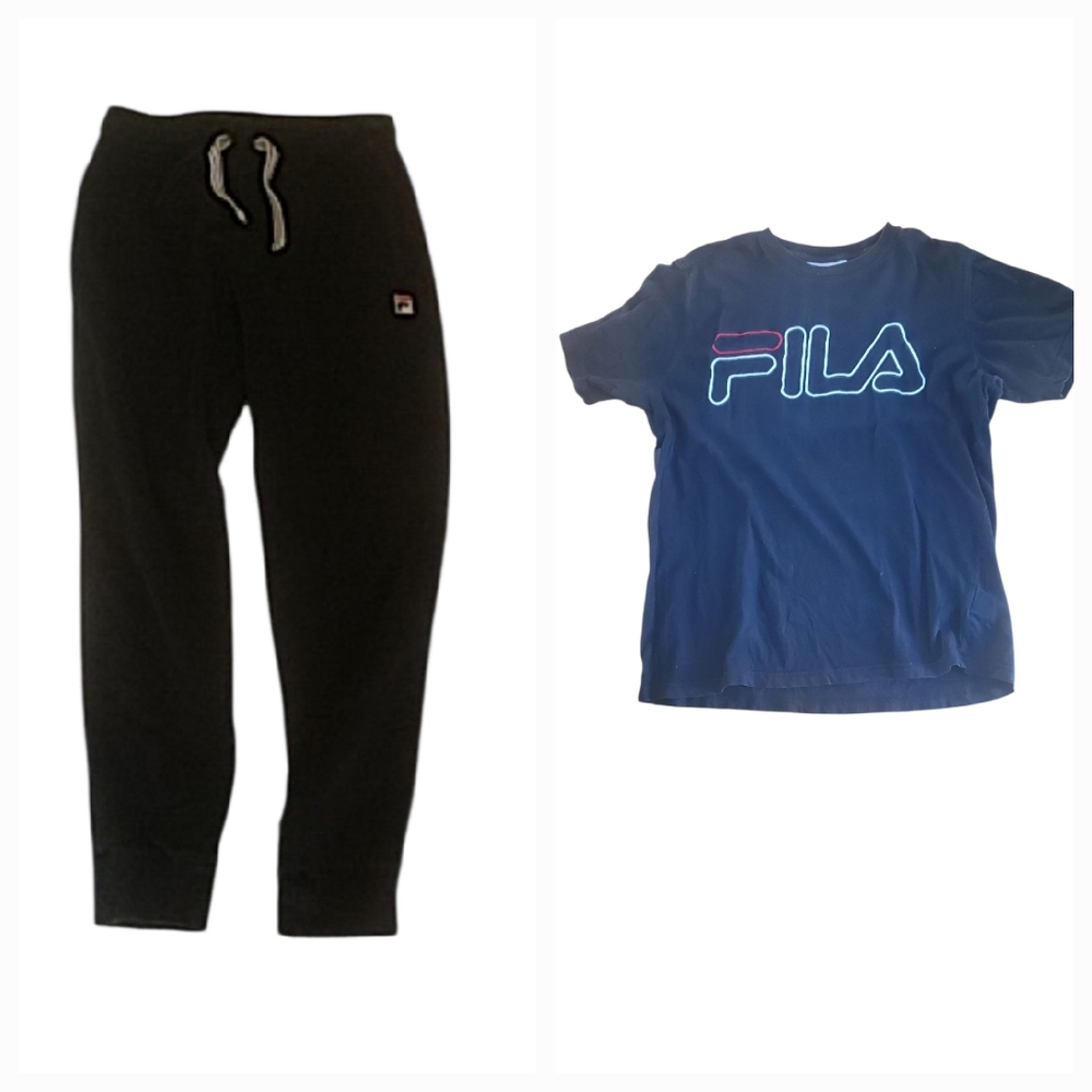 FILA Black Jogger Sweatpants Track Pants And Free T-shirt